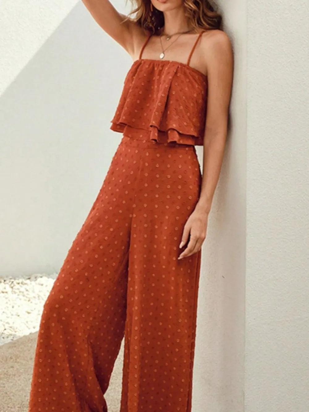 Swiss Dot Layered Cami and Pants Set - Luna Di Velluto