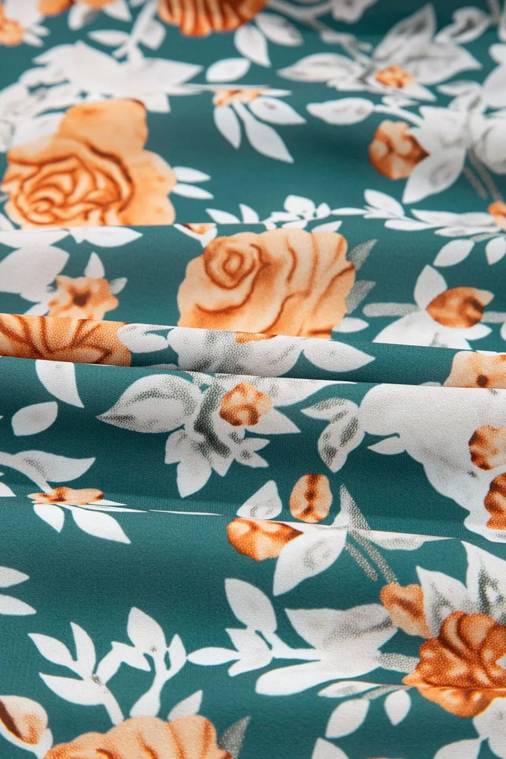 Floral Print Trimmed V Neck Tie Waist Sleeveless Dress - Luna Di Velluto