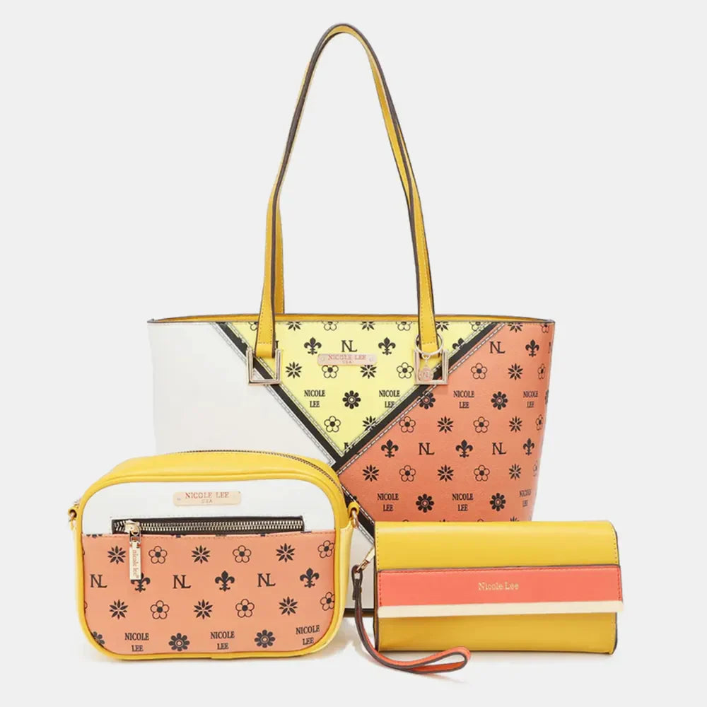 Nicole Lee USA 3-Piece Color Block Handbag Set - Luna Di Velluto