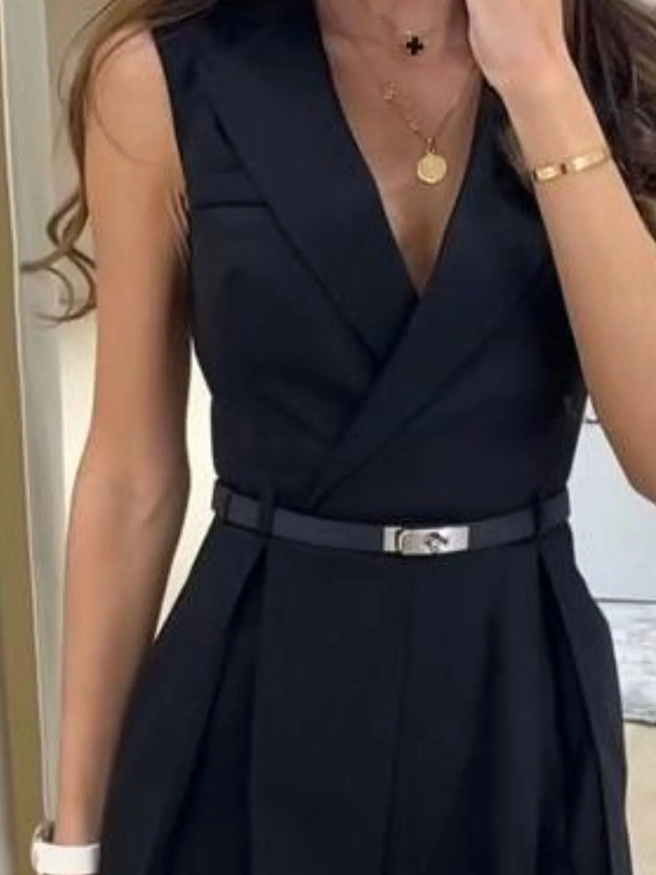 Solid Sleeveless Surplice Romper - Luna Di Velluto