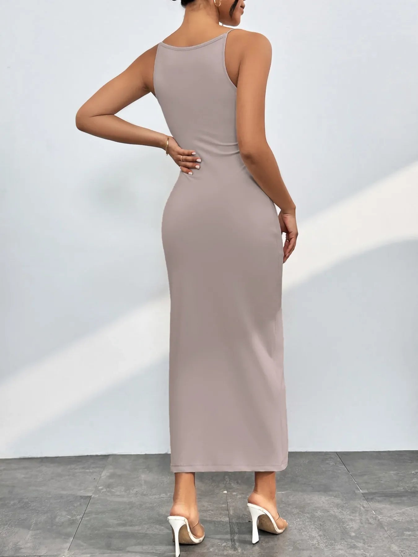 Spaghetti Straps Midi Bodycon Dress - Luna Di Velluto