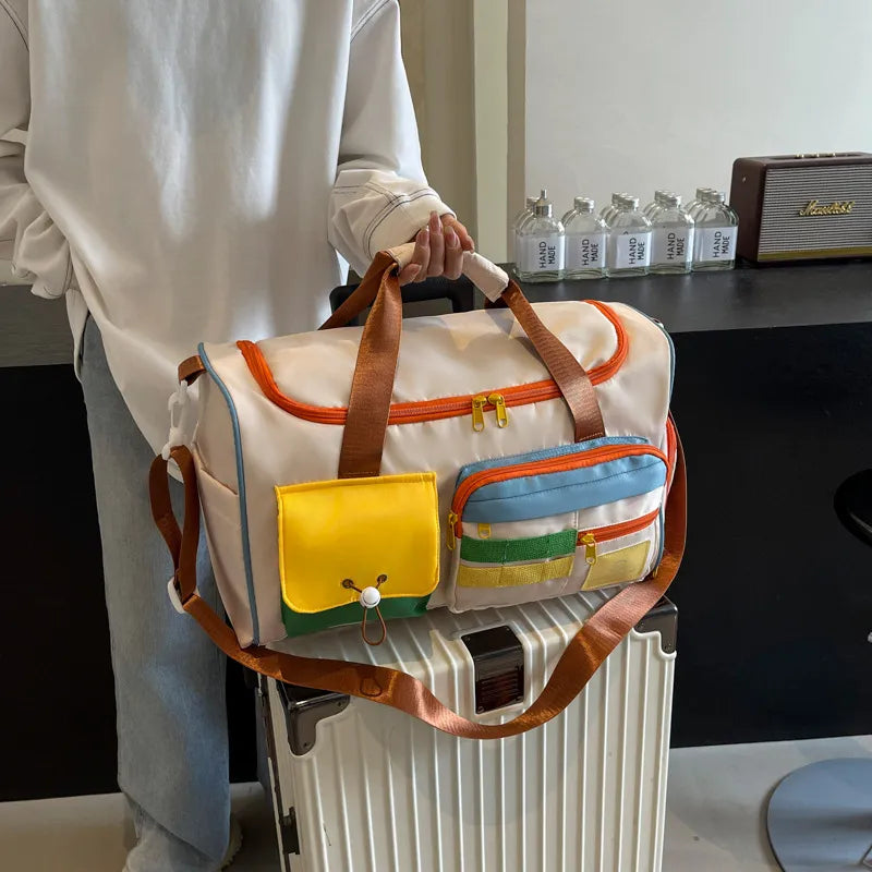 Color Block Multi-Pockets Travel Bag - Luna Di Velluto