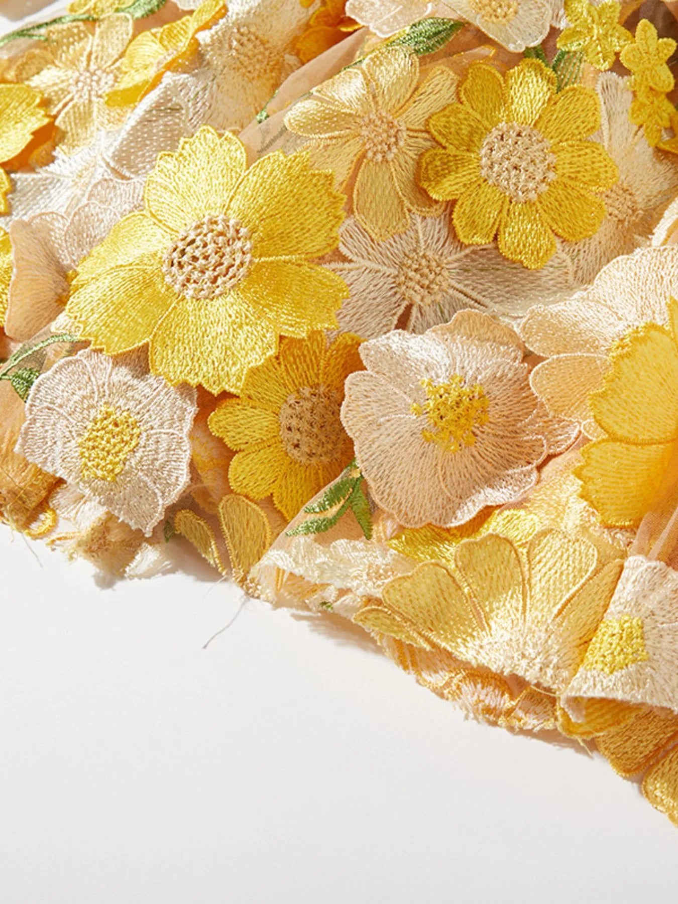 Floral Embroidered Mesh Long Sleeve Midi Dress - Luna Di Velluto