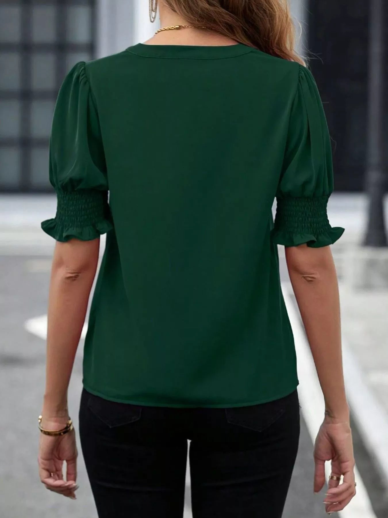 Notched Half Sleeve Blouse - Luna Di Velluto