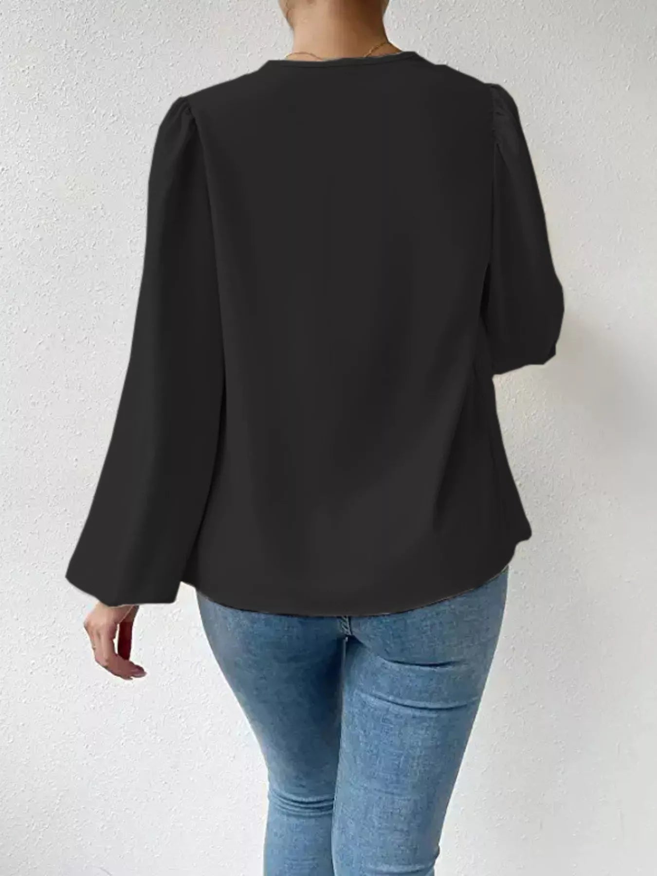 Full Size Cowl Neck Balloon Sleeve Blouse Plus Size - Luna Di Velluto