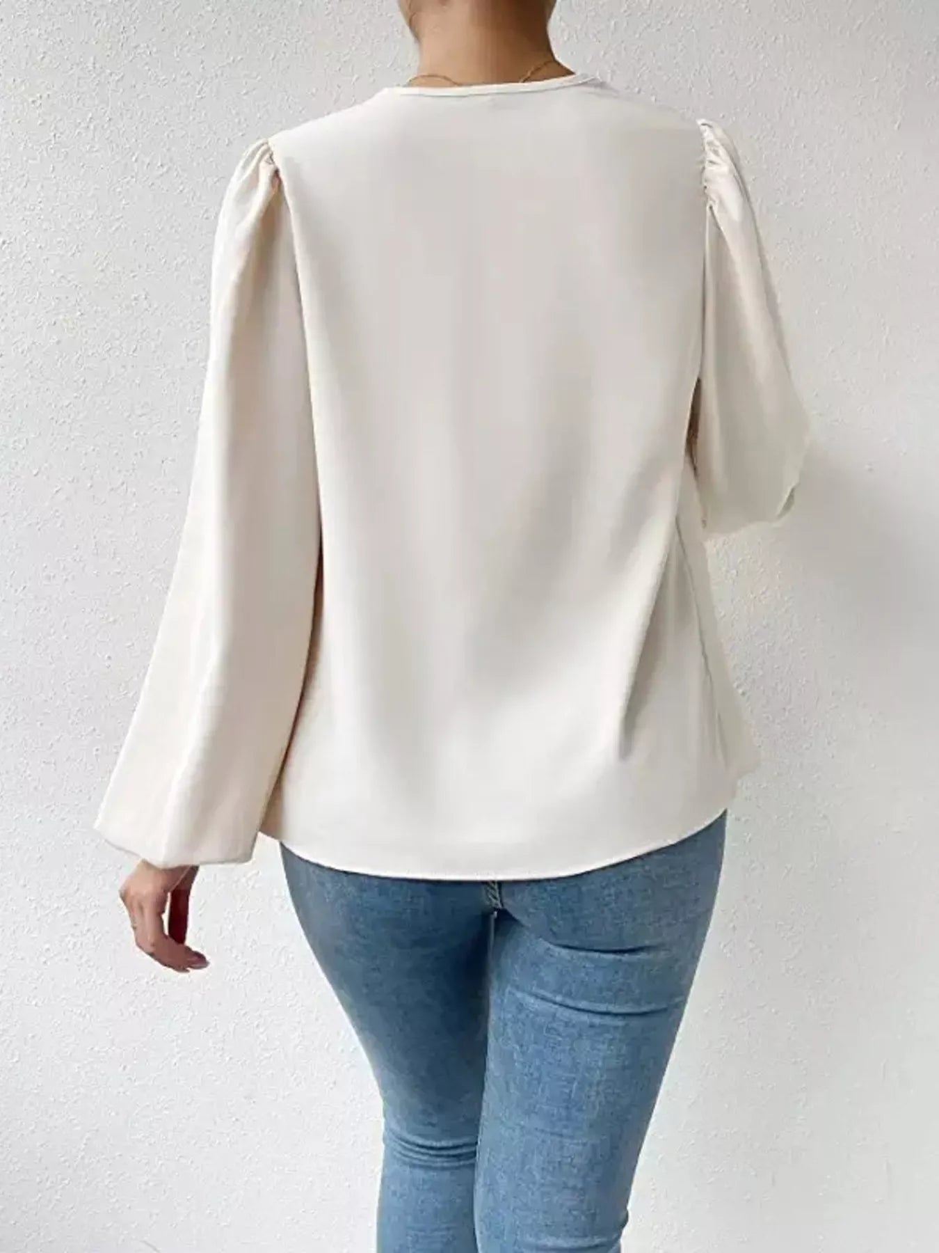 Full Size Cowl Neck Balloon Sleeve Blouse Plus Size - Luna Di Velluto