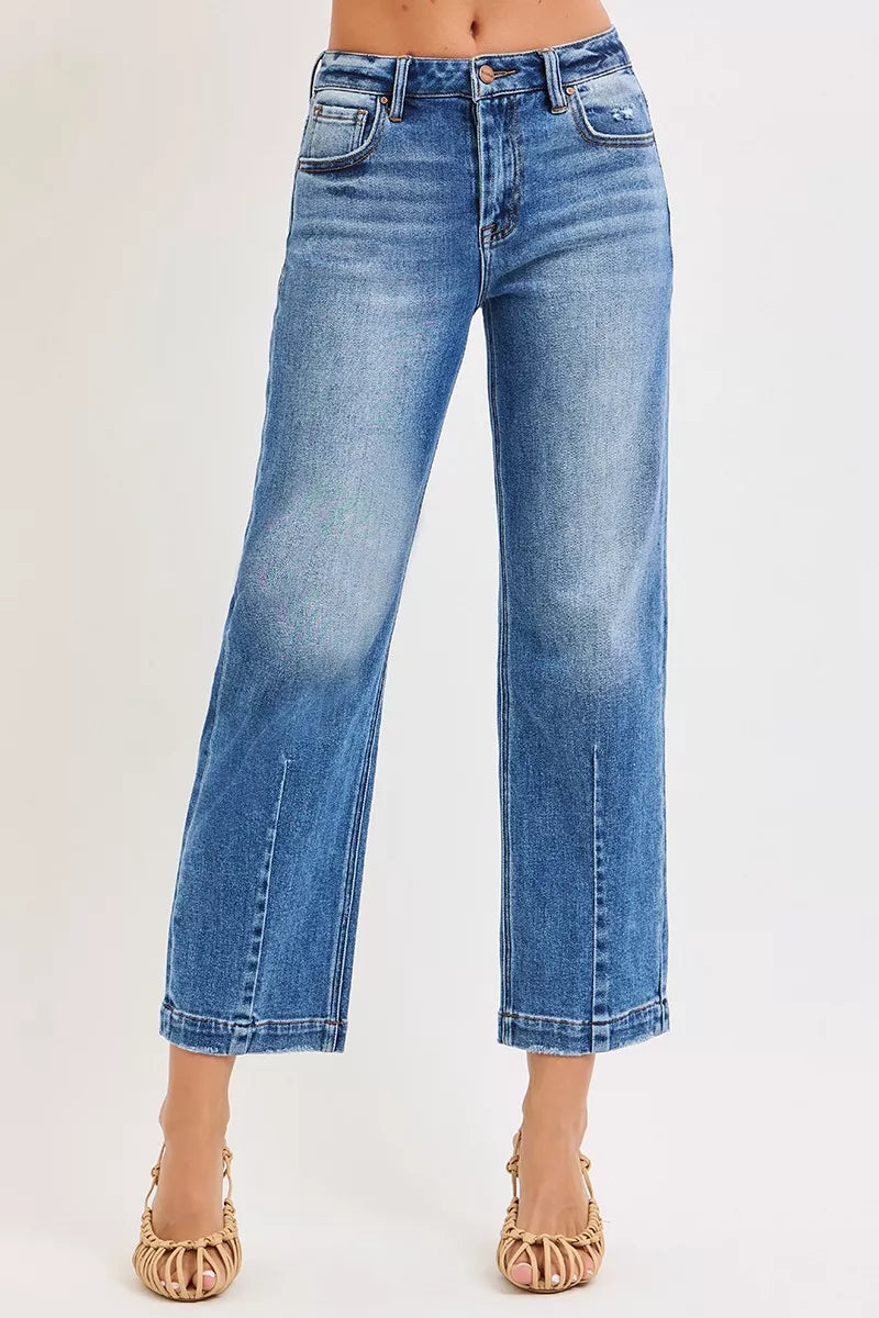 RISEN High Rise Crop Boyfriend Tapered Jeans - Luna Di Velluto