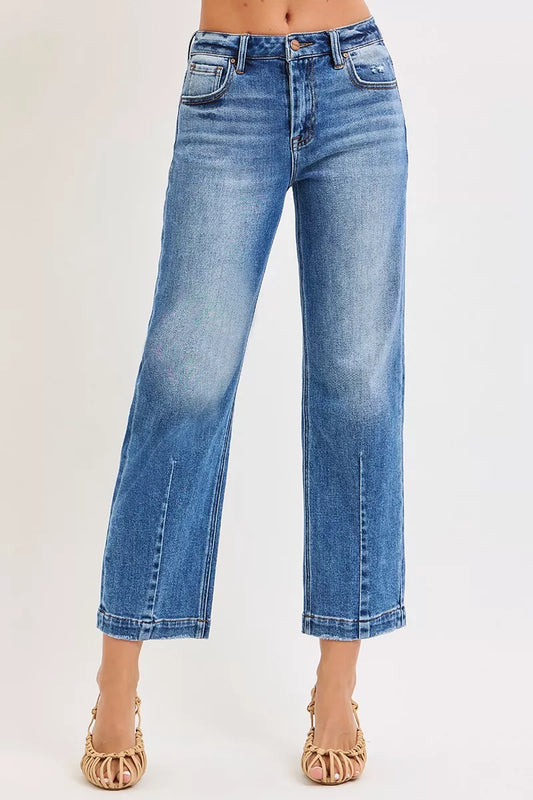 RISEN High Rise Crop Boyfriend Tapered Jeans - Luna Di Velluto
