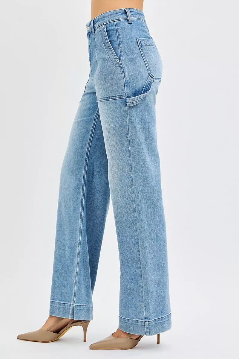 RISEN Full Size High Rise Straight Leg Jeans with Front Pockets Plus Size - Luna Di Velluto