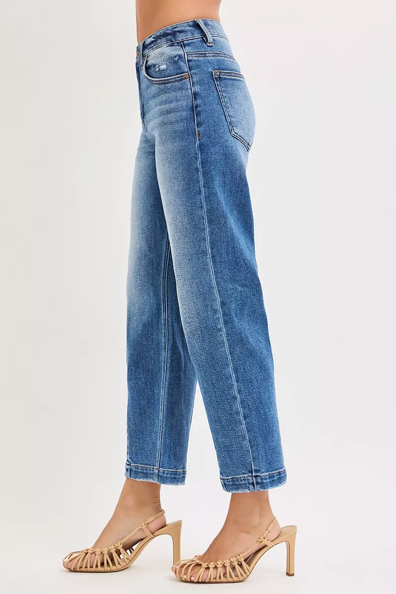 RISEN High Rise Crop Boyfriend Tapered Jeans - Luna Di Velluto