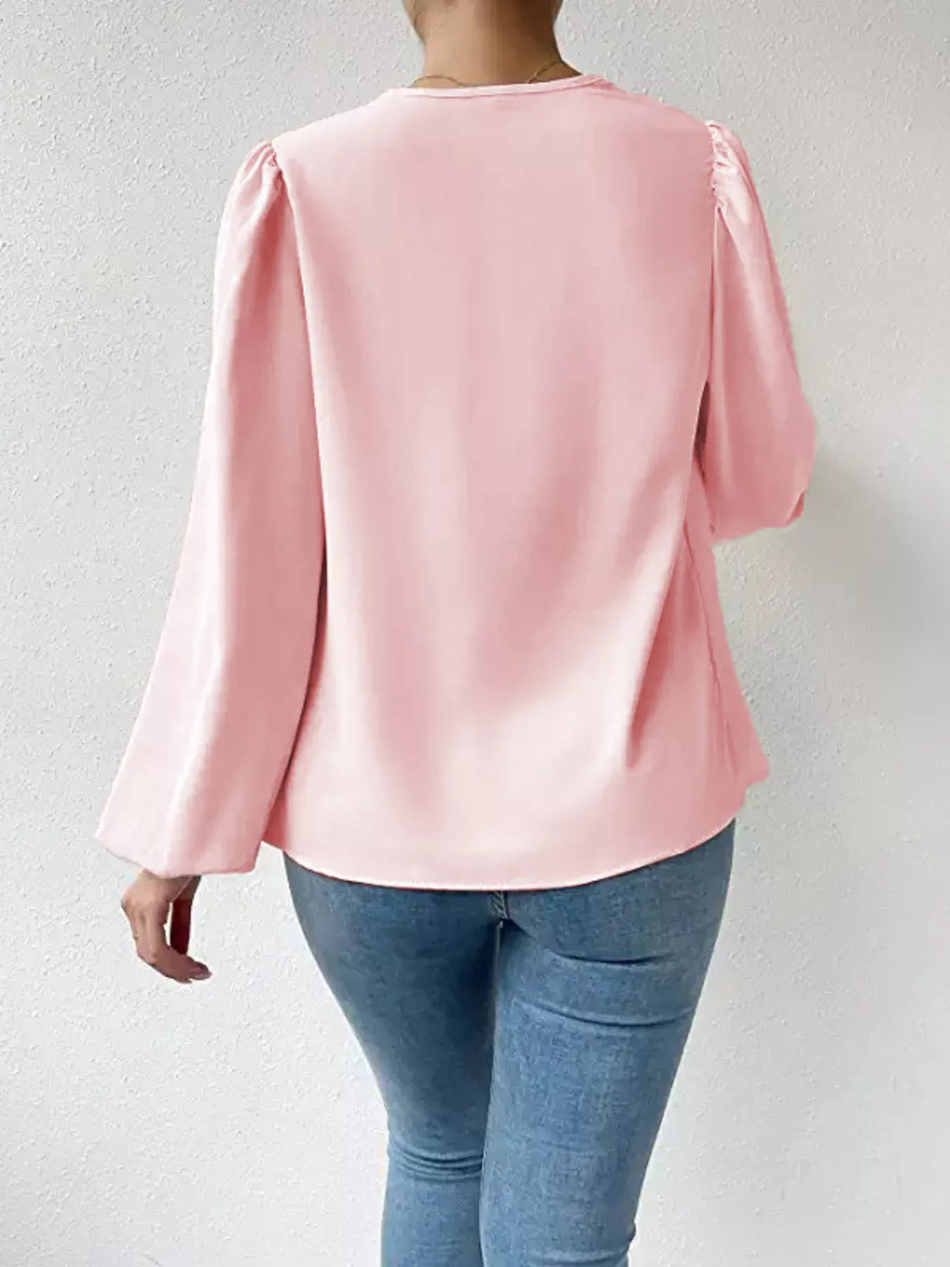 Full Size Cowl Neck Balloon Sleeve Blouse Plus Size - Luna Di Velluto