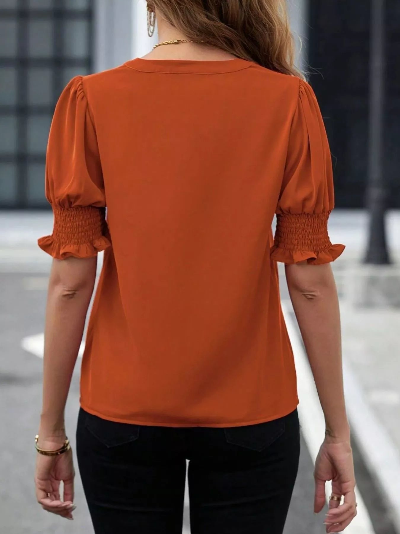 Notched Half Sleeve Blouse - Luna Di Velluto