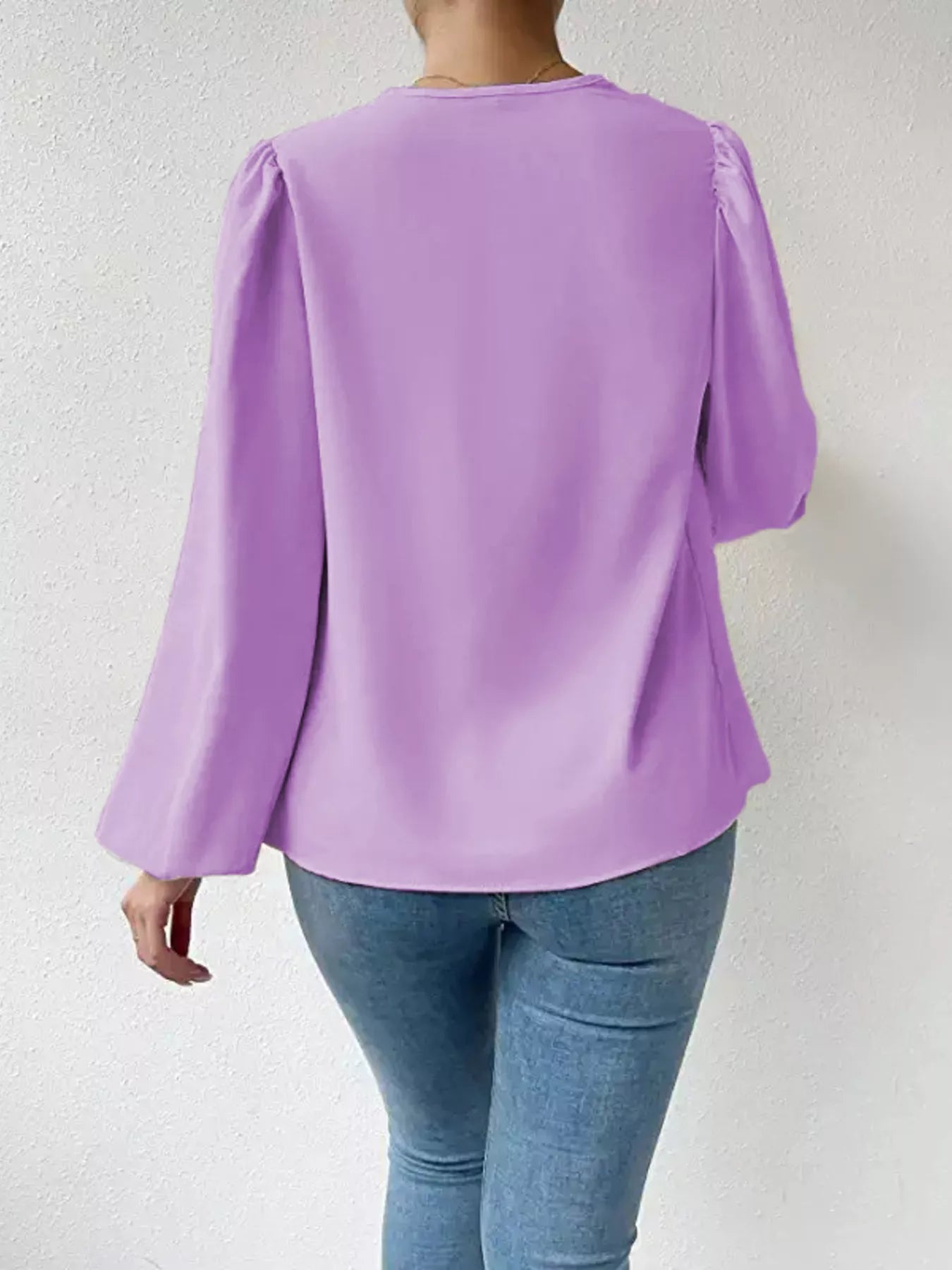 Full Size Cowl Neck Balloon Sleeve Blouse Plus Size - Luna Di Velluto