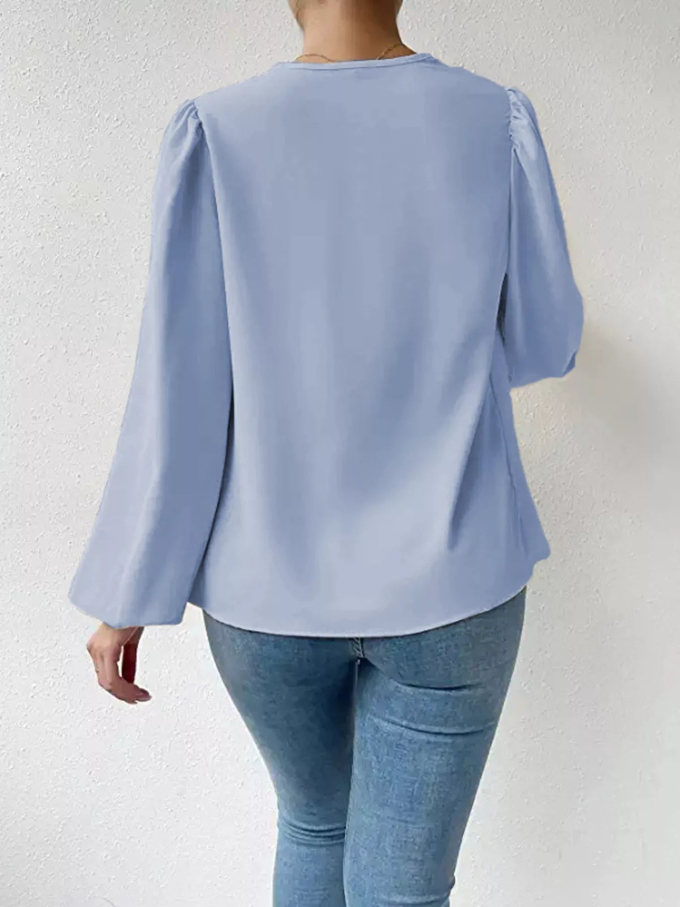 Full Size Cowl Neck Balloon Sleeve Blouse Plus Size - Luna Di Velluto