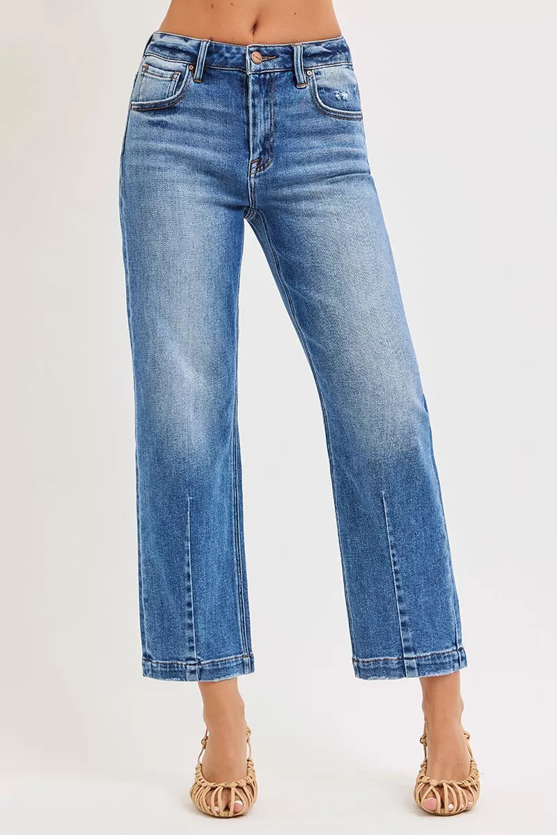 RISEN High Rise Crop Boyfriend Tapered Jeans - Luna Di Velluto