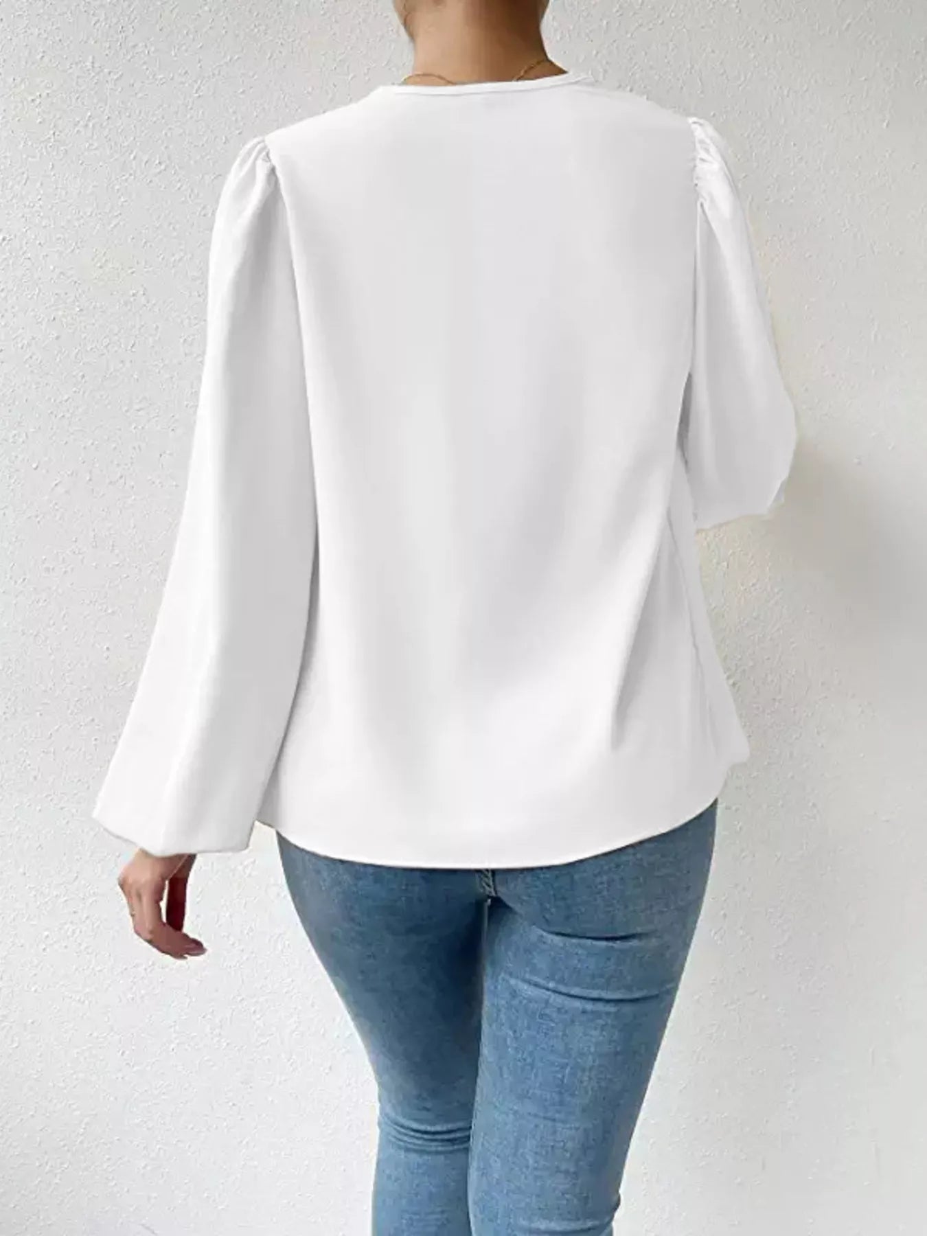 Full Size Cowl Neck Balloon Sleeve Blouse Plus Size - Luna Di Velluto