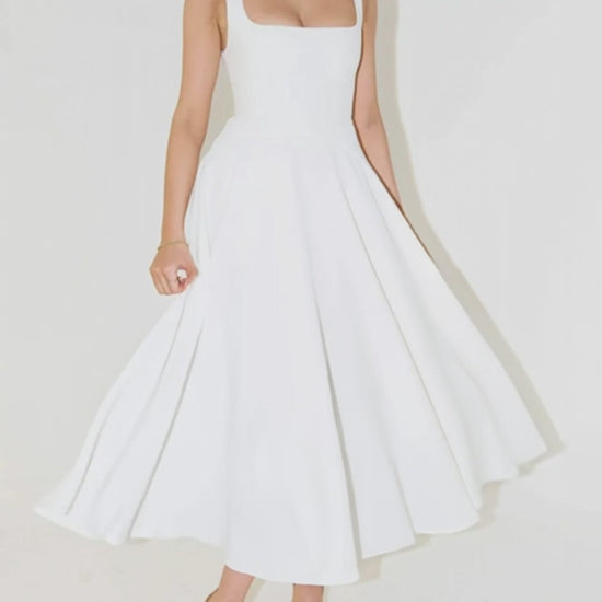 Video for Square Neck Sleeveless Midi Dress