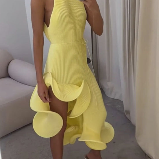 Video for Ruffle Hem Ribbed Sleeveless Dress
