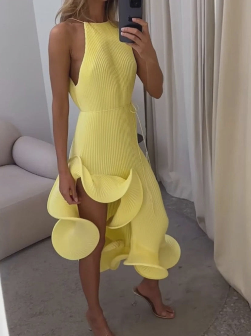 Video for Ruffle Hem Ribbed Sleeveless Dress