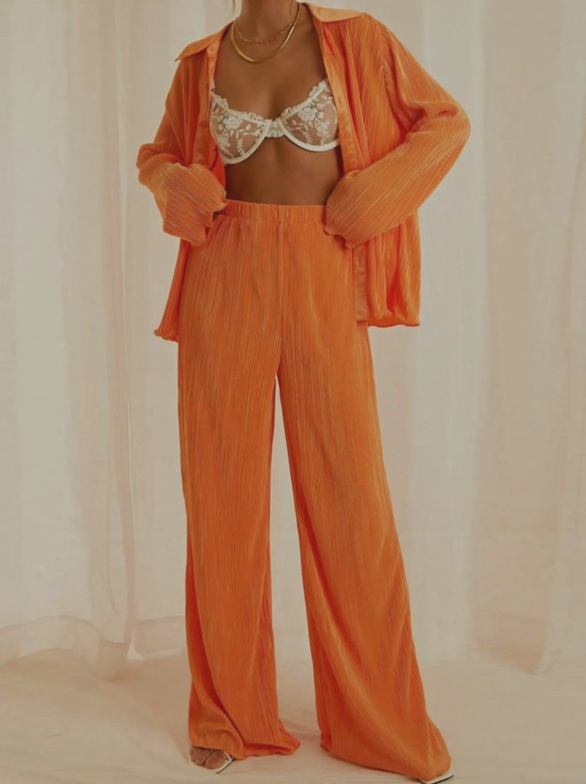 Video for Button Up Long Sleeve Top and Pants Set